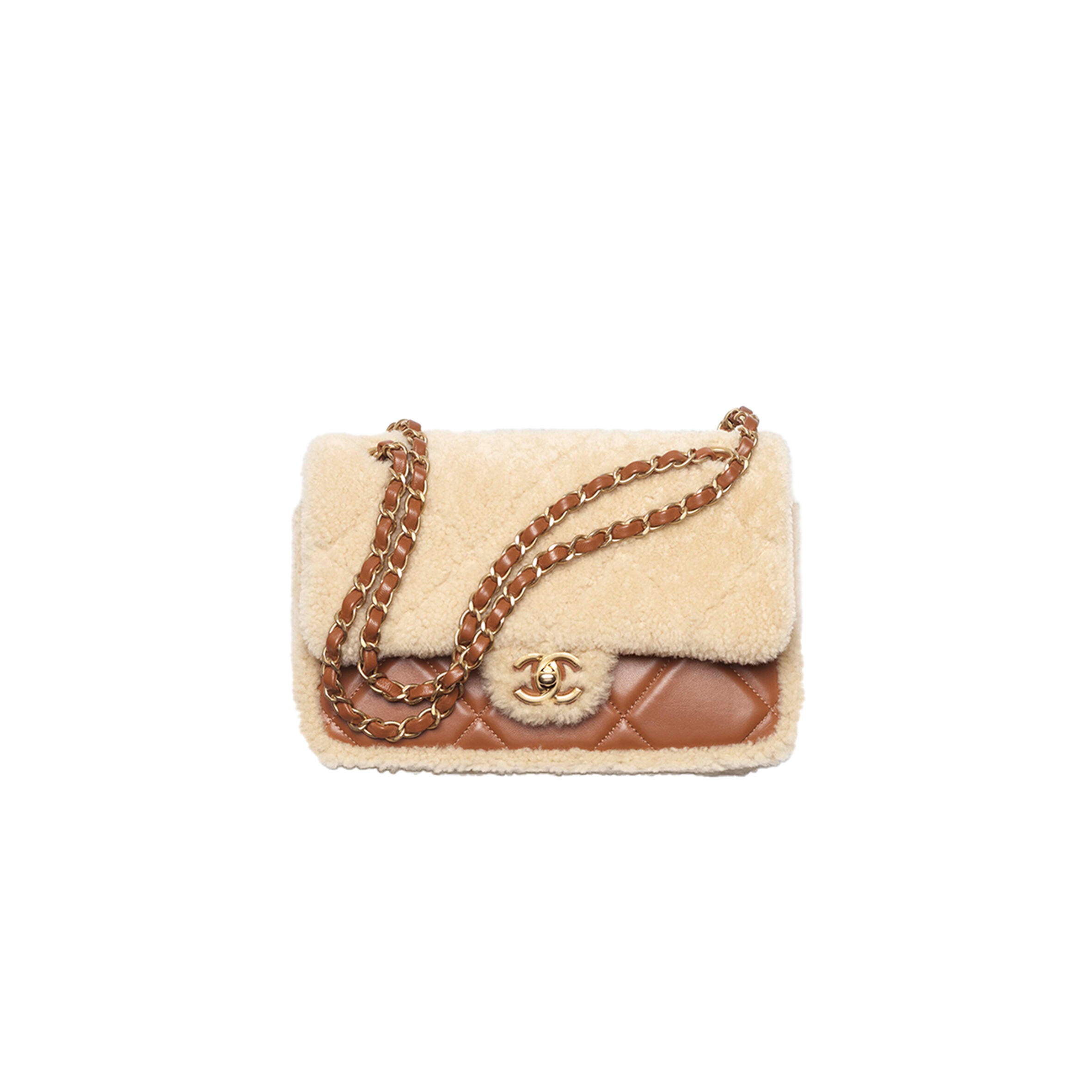 CHANEL MASTER SHEARLING LAMBSKIN & GOLD-TONE METAL FLAP BAG AS5149 (23.5*16*7.5cm)